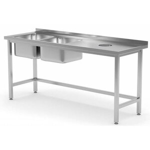 CHRselect Evier | 2 Eviers XXL (Gauche) 500x400x250(h) | avec Trou d'Evacuation Pour Plonge | 1500(l)x700(p)mm | Choix de 5 Largeurs