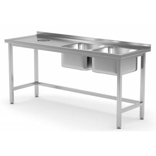 CHRselect Evier | 2 Eviers (Droite) 400x400x250(h) | avec Trou d'Evacuation Pour Plonge | 1500(l)x600(p)mm | Choix de 5 Largeurs