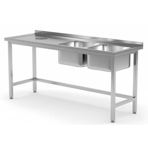 CHRselect Evier | 2 Eviers XXL (Droite) 500x400x250(h) | avec Trou d'Evacuation Pour Plonge | 1500(l)x700(p)mm | Choix de 5 Largeurs