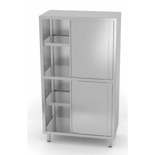 CHRselect  Armoire Vaissellier | INOX | 4 Portes Coulissantes | 3 Etagères | HEAVY DUTY | 800x700x1800(h)mm | Choix de 5 Largeurs