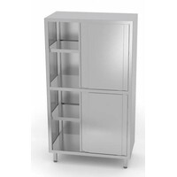 Armoire Vaissellier | INOX | 4 Portes Coulissantes | 3 Etagères | HEAVY DUTY | 800x600x2000(h)mm | Choix de 5 Largeurs