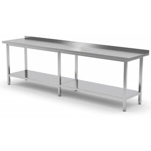 CHRselect Table de Travail | Inox | Etagère Basse | Rebord | HEAVY DUTY | 2000(l)x700(p)mm | Choix de 9 Largeurs