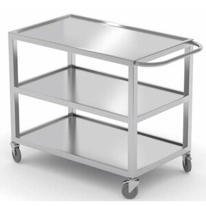 CHRselect Chariot de Service | INOX | Heavy Duty | 3 Plateaux | 30.5 cm d'Espacement entre les Plateaux | Hauteur Totale 85cm