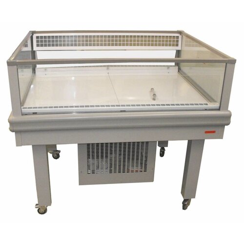 Arneg Ilot Refrigéré |Verre Panoramique Gris | (RAL9006) | 4 Roues Pivotantes | 121.8x100x (H) 102.6cm