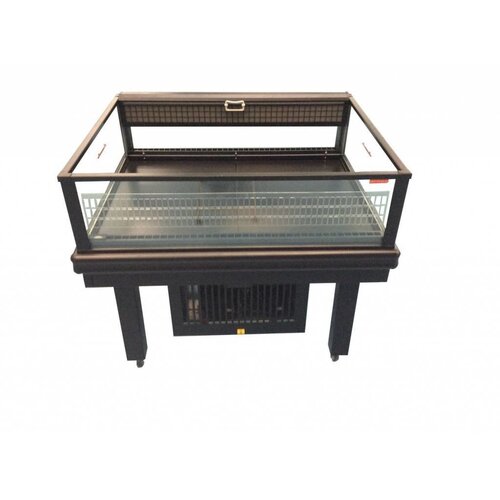 Arneg Ilot Refrigéré |Verre Panoramique Gris | (RAL9006) | 4 Roues Pivotantes | 121.8x100x (H) 102.6cm