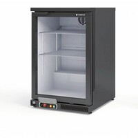 Frigo Bar | 2 Portes | Noir | Porte en Verre  | 2 Niveaux réglables | 130 Litres | 62x52x(H)90cm