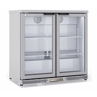 Frigo Bar | 2 Portes | INOX | Porte en Verre | 2 Niveaux réglables | 200 Litres | 92,5x52x(H)90cm