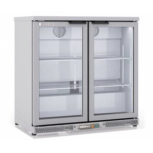 Coreco Frigo Bar | 2 Portes | INOX | Porte en Verre | 2 Niveaux réglables | 200 Litres | 92,5x52x(H)90cm Coreco Frigo Bar | 2 Portes | INOX | Porte en Verre | 2 Niveaux réglables | 200 Litres | 92,5x52x(H)90cm