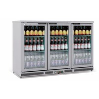 Frigo Bar | 3 Portes | INOX | Porte en Verre | 2 Niveaux réglables | 305 Litres | 137,5x52x(H)90cm