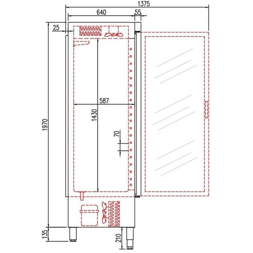 Coreco Réfrigérateur Porte Vitrée Noir | Coreco RVC-1302-NE | Eclairage LED | R134a | 1390x740x(H)2105mm