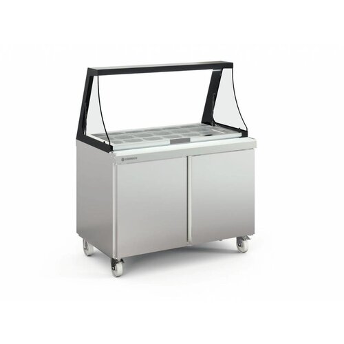 Coreco Saladette  390 Litres | Vitre en Verre | 18x 1/6GN | 1228x770x(h)1507mm