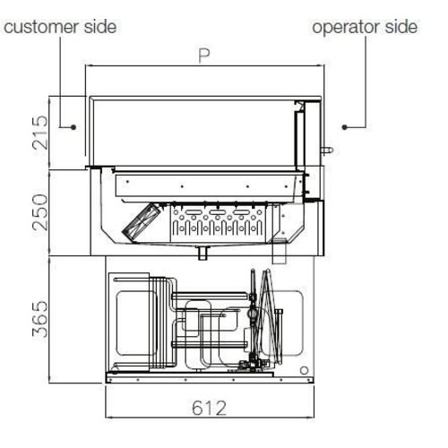 ColdFlow Vitrine à Pâtisserie Drop In | avec Tiroirs et Eclairage LED | 1125x700x(h)830mm