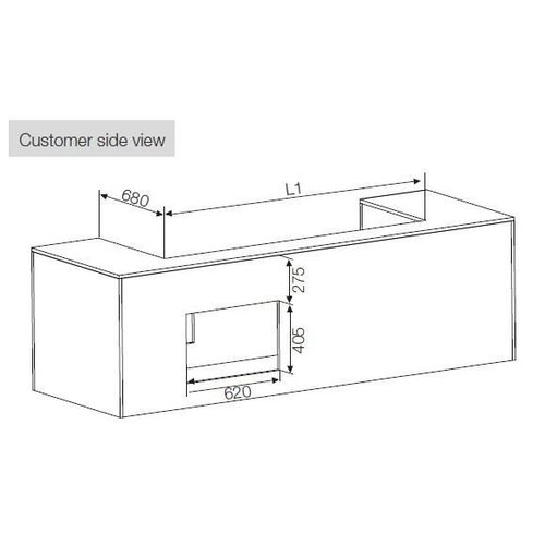 ColdFlow Vitrine à Pâtisserie Drop In | avec Tiroirs et Eclairage LED | 1125x700x(h)830mm
