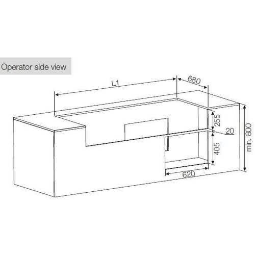 ColdFlow Vitrine à Pâtisserie Drop In | avec Tiroirs et Eclairage LED | 1125x700x(h)830mm