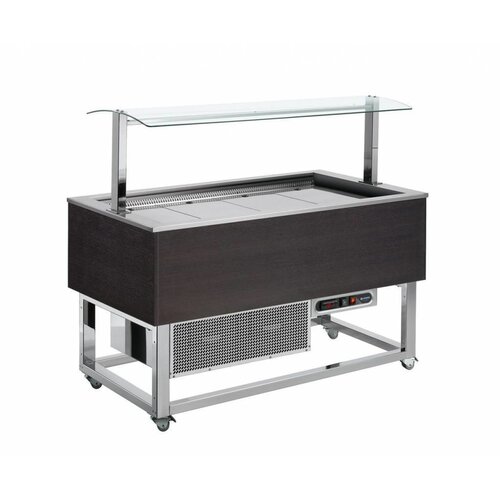 Afinox  Buffet  Réfrigéré | Refroidissement Forcé | 4x 1/1 GN | Afinox | Couleur Wengé | 149,4x76x(H)132,6cm