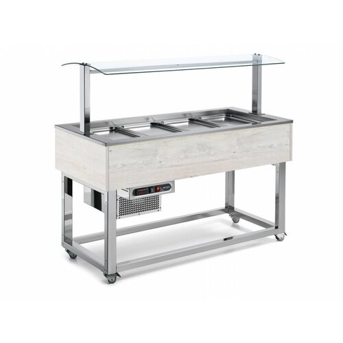 Afinox Buffet Réfrigéré | Réfrigération Statique | 6x 1/1 GN | Afinox | Couleur Hemlock | 214,4x76x(H)132,6cm