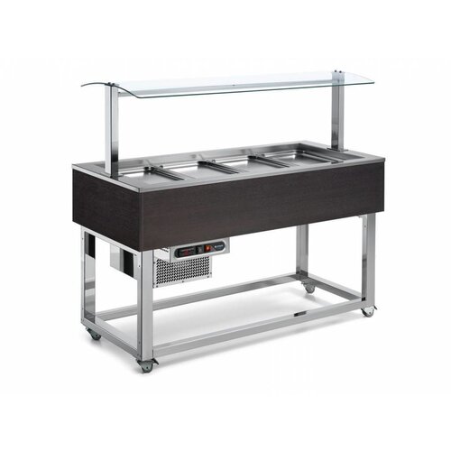 Afinox Buffet Réfrigéré | Réfrigération Statique | 6x 1/1 GN | Afinox | Couleur Wengé | 214,4x76x(H)132,6cm