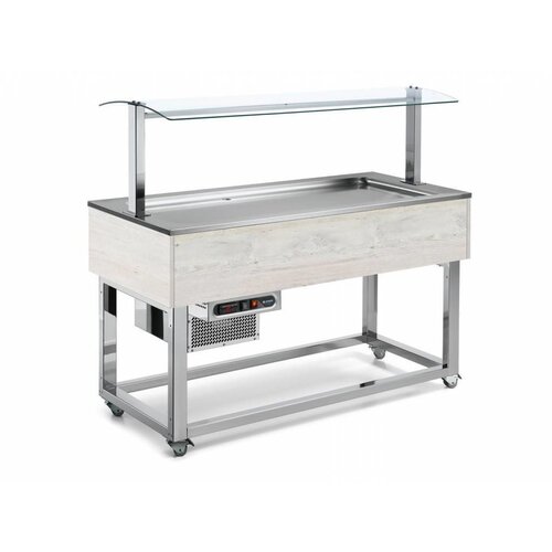 Afinox Buffet Réfrigéré  | Réfrigération Statique | 4x 1/1 GN | Afinox | Couleur Hemlock | 149,4x76x(H)132,6cm
