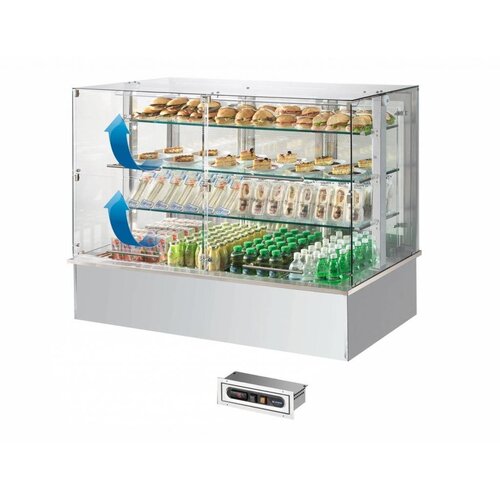 Afinox  Vitrine Réfrigérée Buffet | 3x 1/1 GN | Cadre en Verre FERMABLE (BATTANT) | 1169x760x(H)1680mm