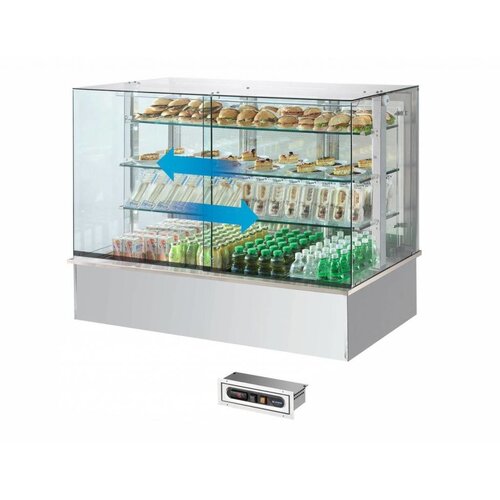 Afinox  Vitrine Réfrigérée Buffet | 3x 1/1 GN  | Cadre en Verre FERMABLE (COULISSANT) | 1169x760x(H)1680mm