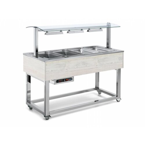 Afinox Buffet Chauffant | Bain Marie | 4x 1/1 GN | Afinox | Couleur Hemlock | 149,4x65x(H)132,6cm