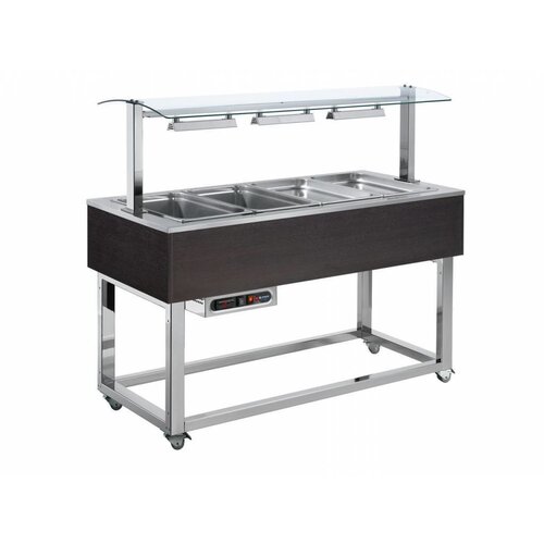 Afinox Buffet Chauffant | Bain Marie | 4x 1/1 GN | Afinox | Couleur Wengé | 149,4x65x(H)132,6cm