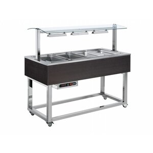 Afinox Buffet Chauffant | Bain Marie | 6x 1/1 GN | Afinox | Couleur Wengé | 214,4x65x(H)132,6cm