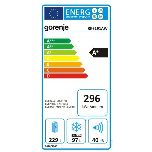 Gorenje Réfrigérateur /Congélateur Blanc A+ | 229/97 Litres | 600x640x(H)1850mm