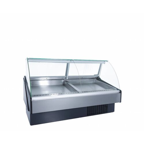 Coolselect Comptoir Poisson Réfrigéré | Vitrine Bombée | Eclairage LED | INOX | 0°C / +4°C | 197x110x(H)120cm