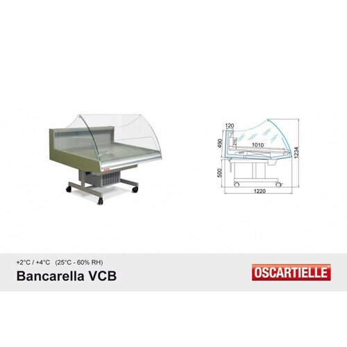 Oscartielle Comptoir Réfrigéré avec Vitrine | 4 Roues | 1288x1220x(h1030mm