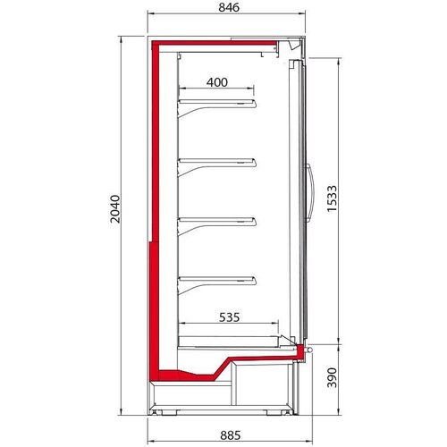 Oscartielle Meuble Réfrigéré Gris | R404a | Porte Pivotante en Verre | Choix de 3 Largeurs