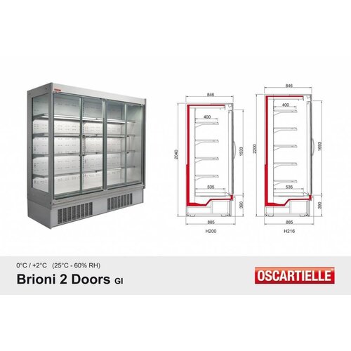 Oscartielle Meuble Réfrigéré Inox | R404a | Model Haut 220cm | Portes Pivotantes | Disponible en 4 Tailles