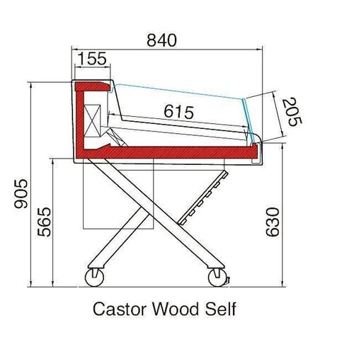Oscartielle Vitrine Réfrigéré Supermarché | Modèle Bois | Réfrigérant R404a | 1262x840x(H)905mm