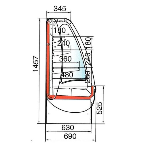 Oscartielle Meuble Réfrigéré Gris | -1°/+7°C | Libre Service | 1047x690x(h)1457mm