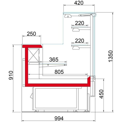 Oscartielle Vitrine Pâtisserie Professionnelle | SWEET2 VDA | Verre Bombé | Disponible en 3 Tailles