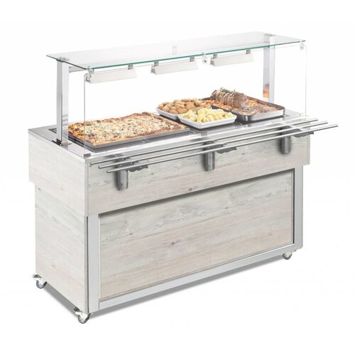 Afinox Buffet Plaque Chauffante | en Céramique | Drop-in | pour 3x 1/1 GN | HEMLOCK | 116,9x65c(H)100,1cm