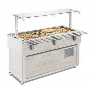 Afinox Buffet Bac Réfrigéré Statique | Drop-in | pour 3x 1/1 GN | Wengé | 116,9x65c(H)100,1cm