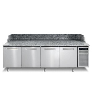 Afinox Comptoir Pizza | INOX | 4 Portes | PIZZASPRING 840 I | Af| INOX | 256x80x(H)104cm