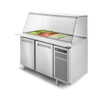 Afinox Saladette | INOX | 2 Portes | avec Vitrine en Verre | SALSPRING 2V | Af| INOX | 130x78,5x(H)132,7cm Afinox Saladette | INOX | 2 Portes | avec Vitrine en Verre | SALSPRING 2V | Af| INOX | 130x78,5x(H)132,7cm