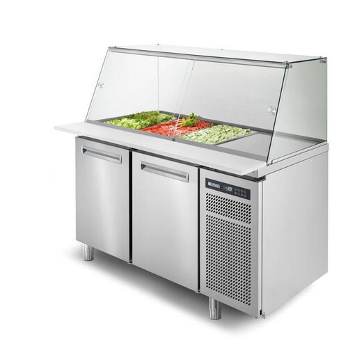 Afinox Saladette | INOX | 2 Portes | avec Vitrine en Verre | SALSPRING 2V | R290 | Af| INOX | 130x78,5x(H)132,7cm Afinox Saladette | INOX | 2 Portes | avec Vitrine en Verre | SALSPRING 2V | R290 | Af| INOX | 130x78,5x(H)132,7cm