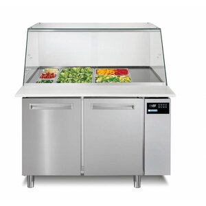 Afinox Saladette | INOX | 2 Portes | avec Vitrine en Verre et Planche à Découper | SALSPRING 2RV 2 | Af| INOX | 116x78,5x(H)132,7cm Afinox Saladette | INOX | 2 Portes | avec Vitrine en Verre et Planche à Découper | SALSPRING 2RV 2 | Af| INOX | 116x78,5x(H)132,7cm