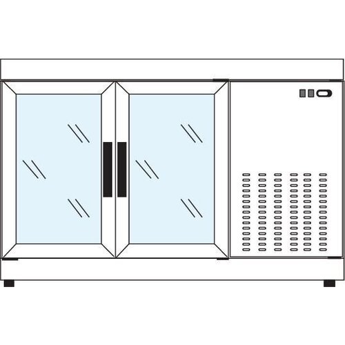 Tekna Comptoir Congélateur | Blanc | 2 Portes Vitrées | +5°/-25°C | 134x55x(H)88,5cm