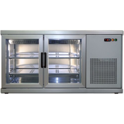 Tekna Comptoir | INOX | 2 Portes Vitrées (avant-arrière) | +10°/-5°;+5°/-25°C | 134x55x(H)88,5cm