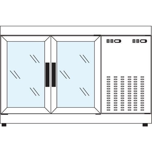 Tekna Comptoir | INOX | 2 Portes Vitrées (avant-arrière) | +10°/-5°;+5°/-25°C | 134x55x(H)88,5cm