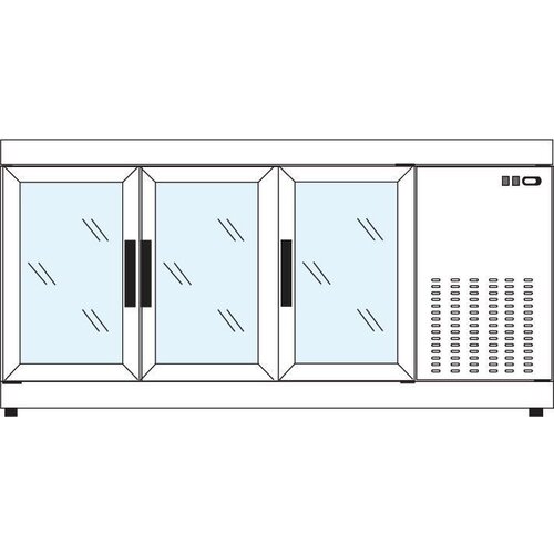 Tekna Vitrine Pâtisserie Comptoir | INOX | 3 Portes Vitrées (Avant-Arrière) | +10°/-5°C | 1780x550x(h)885mm