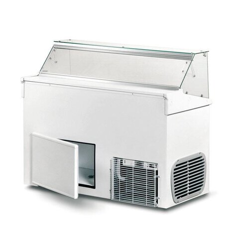 Framec Vitrine à Glace avec Vitrine en Verre | pour 6x5 Litres | 120x67,5x(H)117,5cm