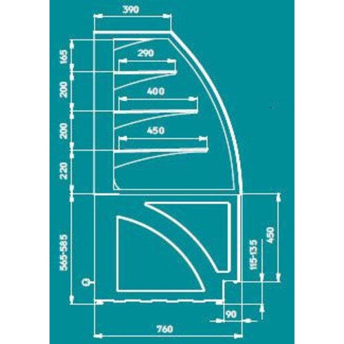 ColdFlow Vitrine Pâtisserie | ALDAN BASIC 100 | 100x76x(H)141cm | Disponible en 3 Couleurs