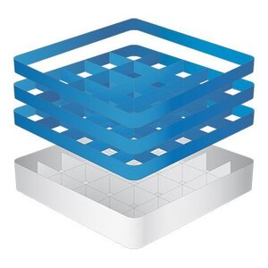 CaterRacks Casier à verres sans pieds - 25 compartiments - (h)20 cm - 9 cm de diamètre - a/réhausses (2x CR-25 + 1x