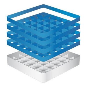 CaterRacks Casier à verres sans pieds - 36 compartiments - (h)24 cm - 7,4 cm de diamètre - a/réhausses (3x CR-36 + 1x