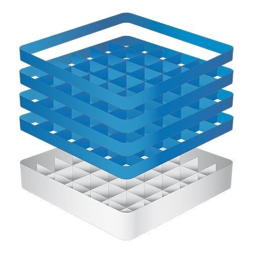 CaterRacks Casier à verres sans pieds - 36 compartiments - (h)24 cm - 7,4 cm de diamètre - a/réhausses (3x CR-36 + 1x